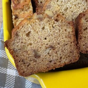 Buttermilk Banana Bread Recipe sliced to show texture.