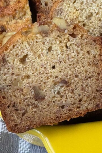 Buttermilk Banana Bread Recipe sliced to show texture.