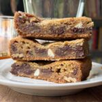 Brown Butter Bourbon Bars with pecans and toffee chips recipe.