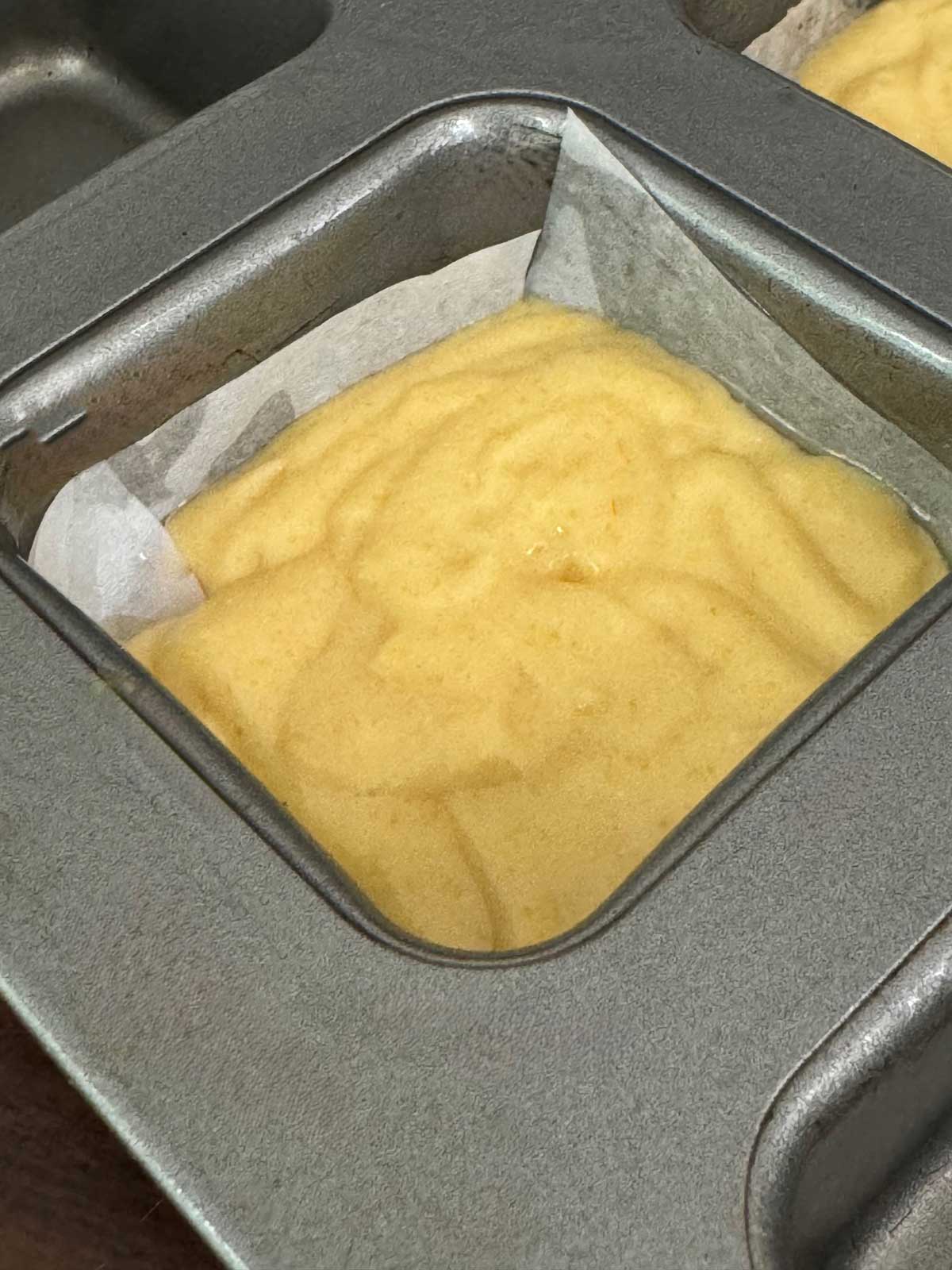 Cornbread batter made from Betty Crocker Butter Recipe cake mix and Jiffy Mix cornbread