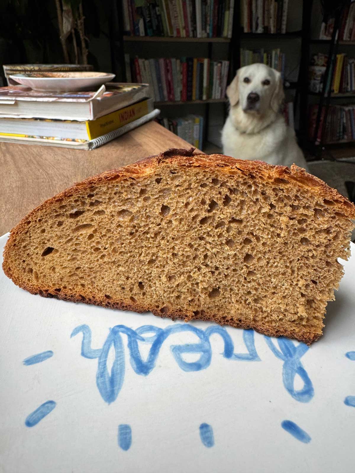 Franciscan Brown Bread sliced to show texture