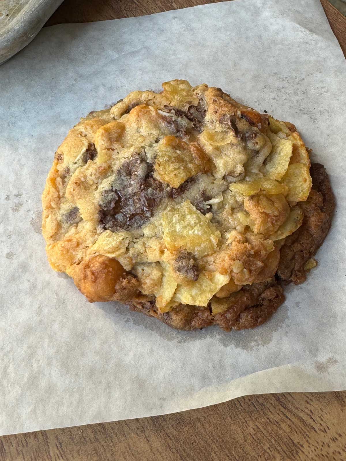 Milk Bar Compost Cookie recipe made with bread flour instead of all-purpose. These are huge potato chip cookies.