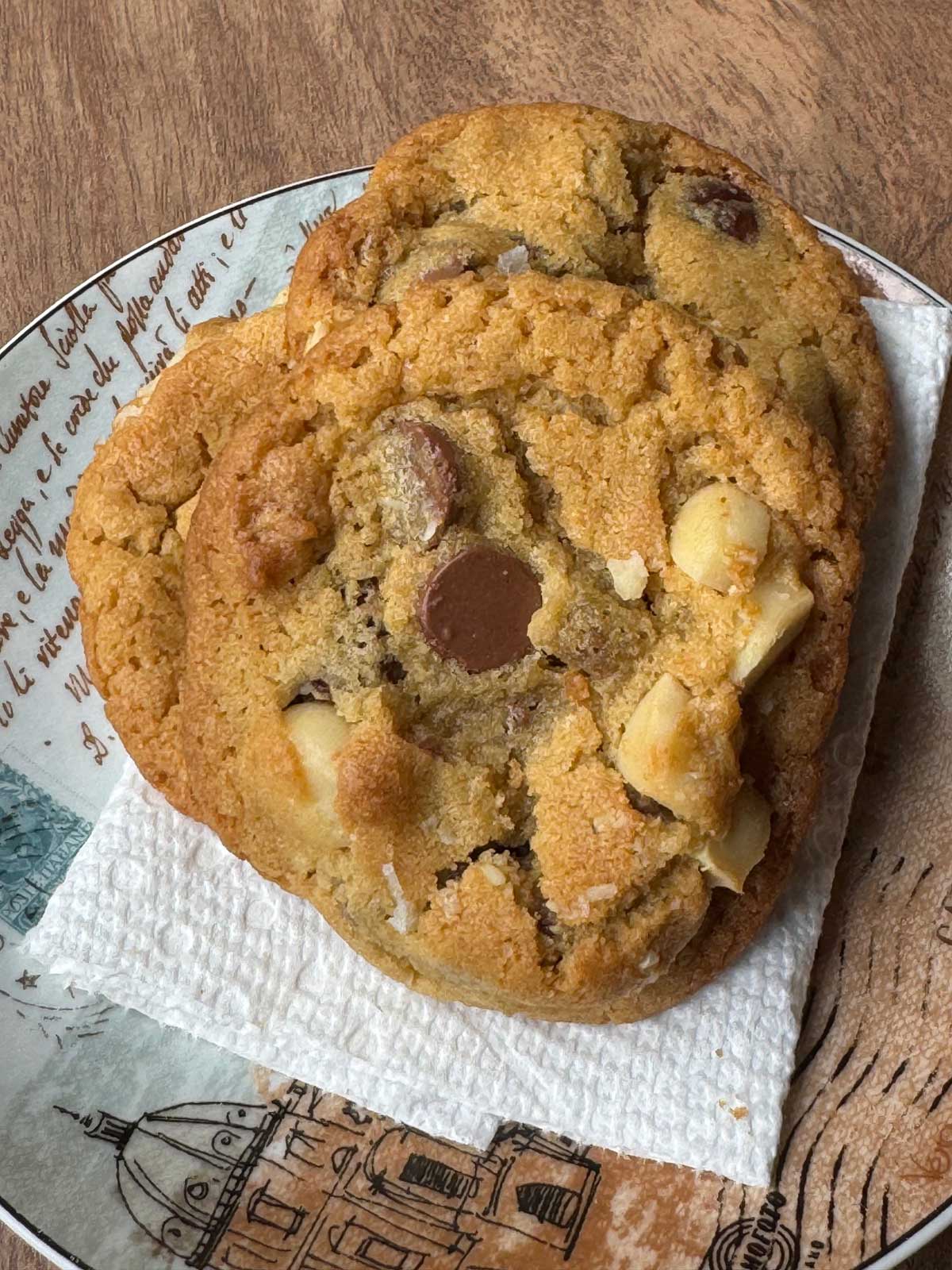 Pistachio Butter Cookies with chocolate chips and macadamia nuts