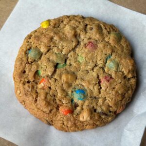Oat Flour Monster Cookies made with Teddie unsweetened peanut butter