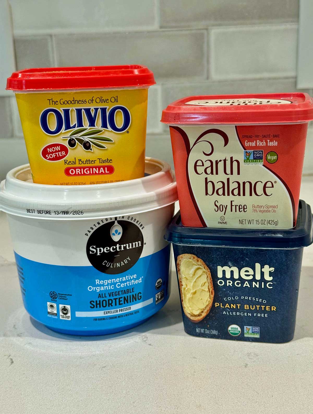 Olivio, Earth Balance, Spectrum and Melt tub spreads