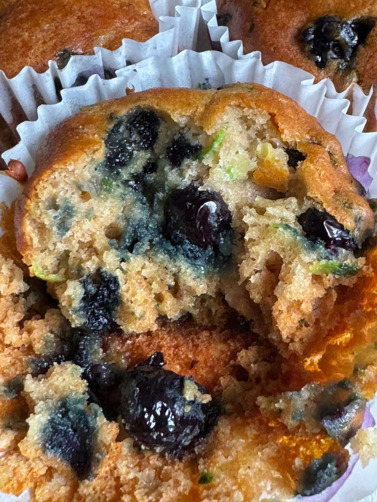 Fiber Gourmet Blueberry Zucchini Muffins