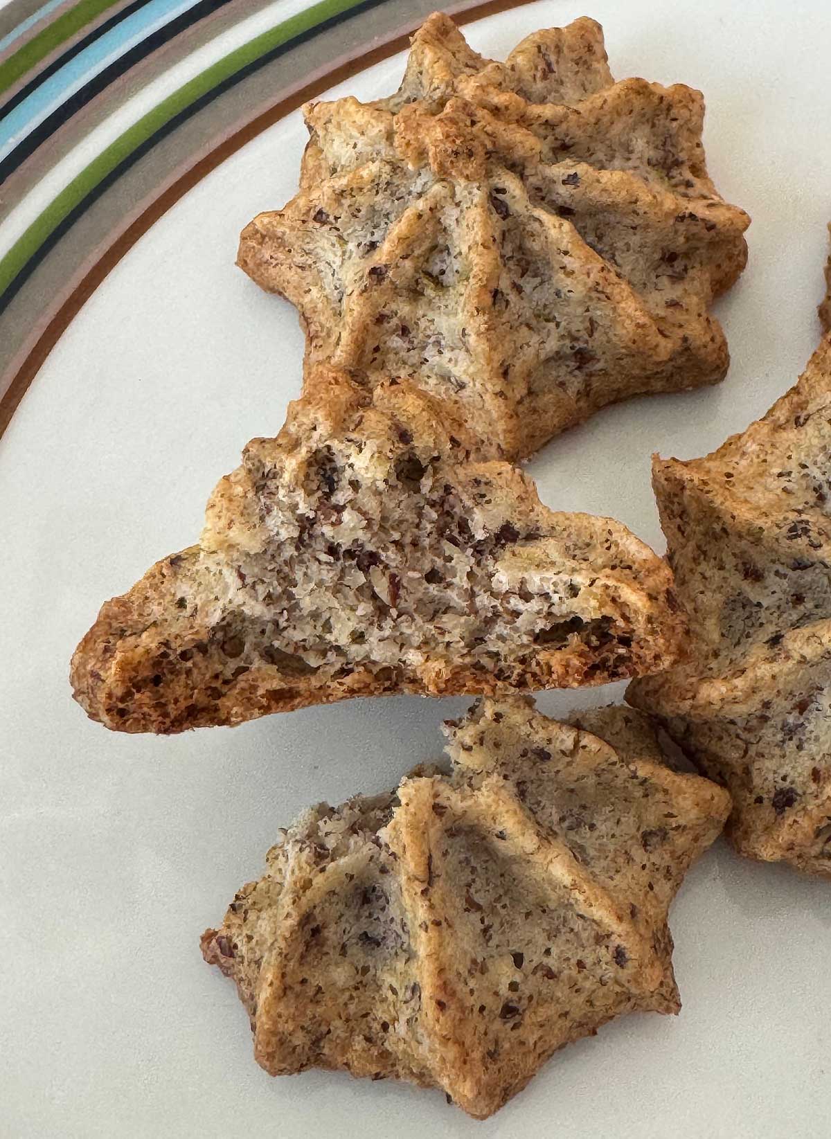 Filbert Macaroons, also known as Hazelnut Macaroons, piped with a star tip.