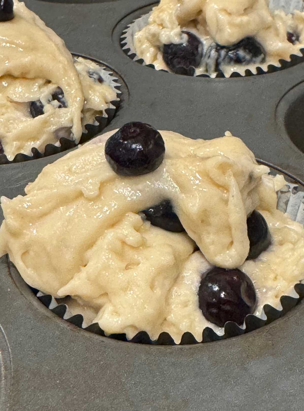 Blueberry Muffin Batter Piled Pie for Greek Yogurt Blueberry Muffins