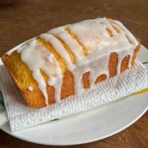 Small Starbucks Copycat Lemon Loaf Cake made with cake mix.