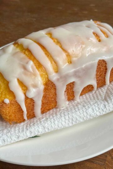 Small Starbucks Copycat Lemon Loaf Cake made with cake mix.