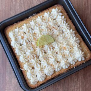 An 8-inch square pan frosted Key lime cake recipe.