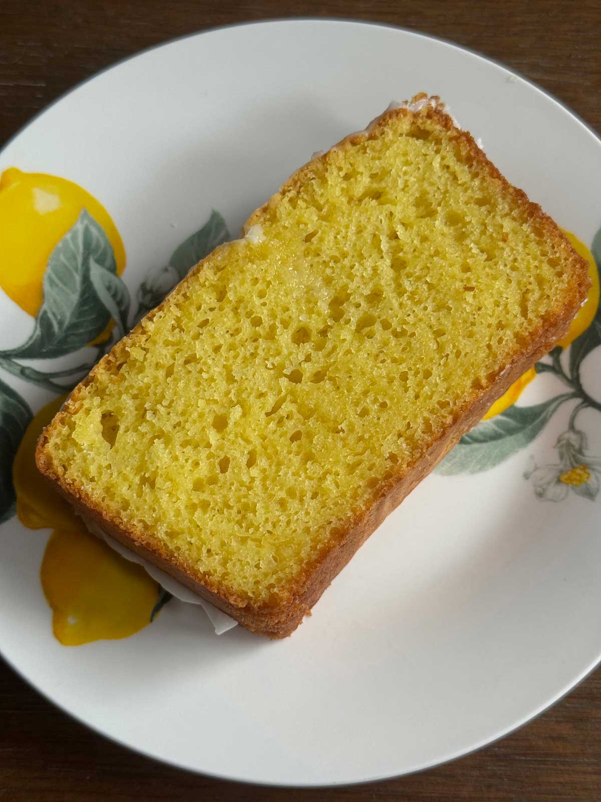 Slice of BHG's Starbucks lemon loaf cake copycat