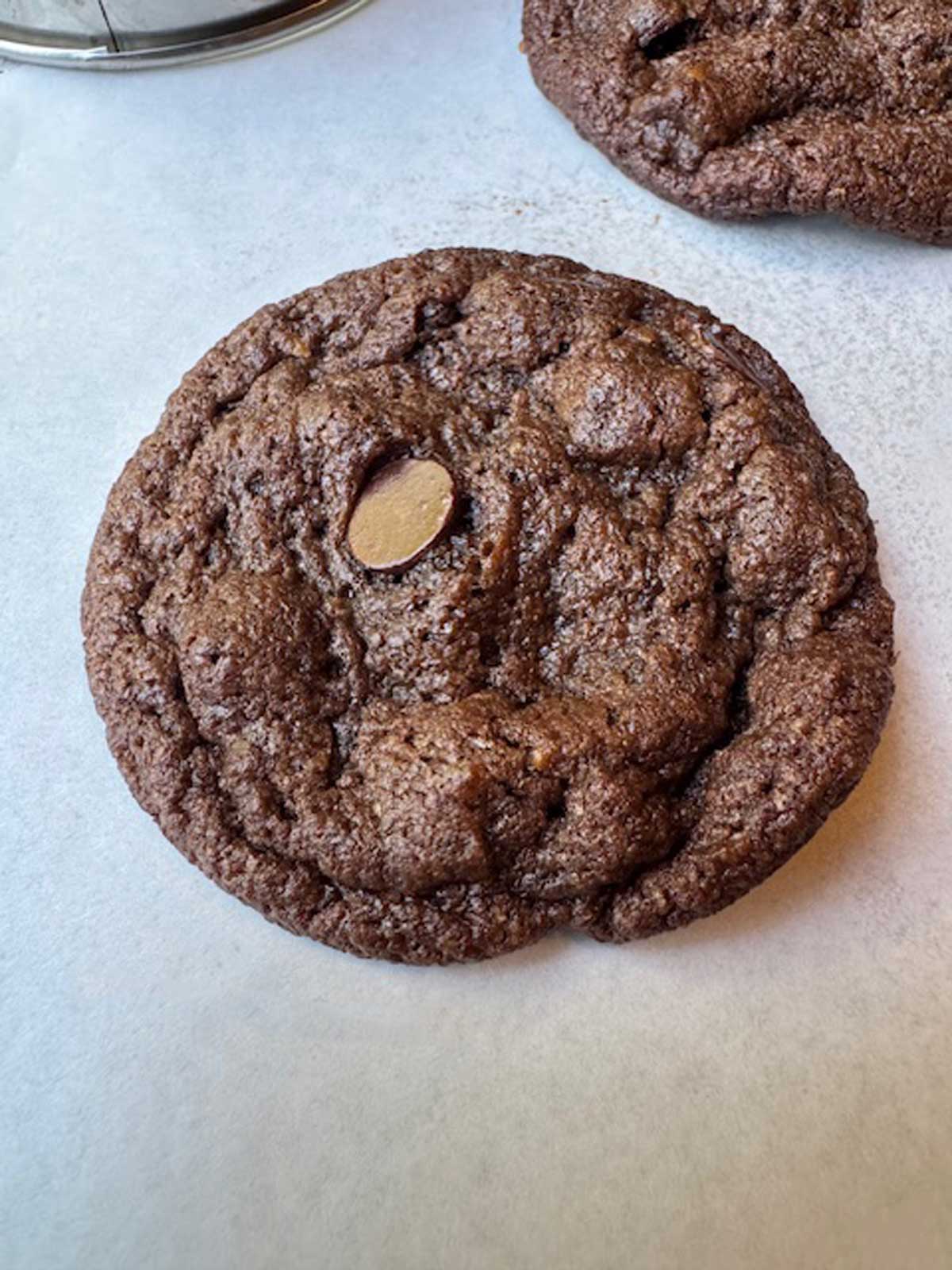 A vegan double chocolate cookie made with Country Crock Homestyle Sticks.