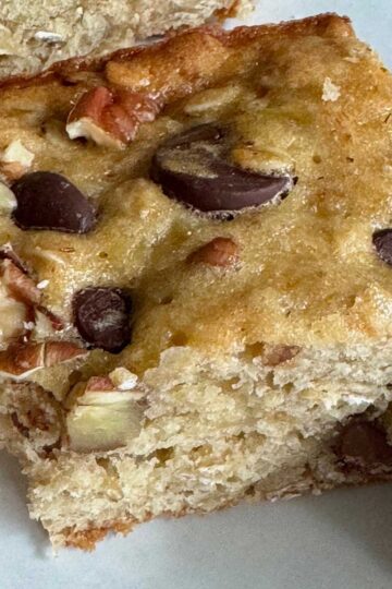 Banana Chocolate Chip Bars recipe with browned butter