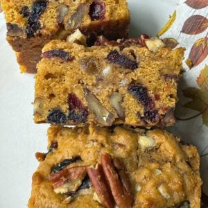 Fruit and Nut Pumpkin Bars recipe for a 9-inch square pan
