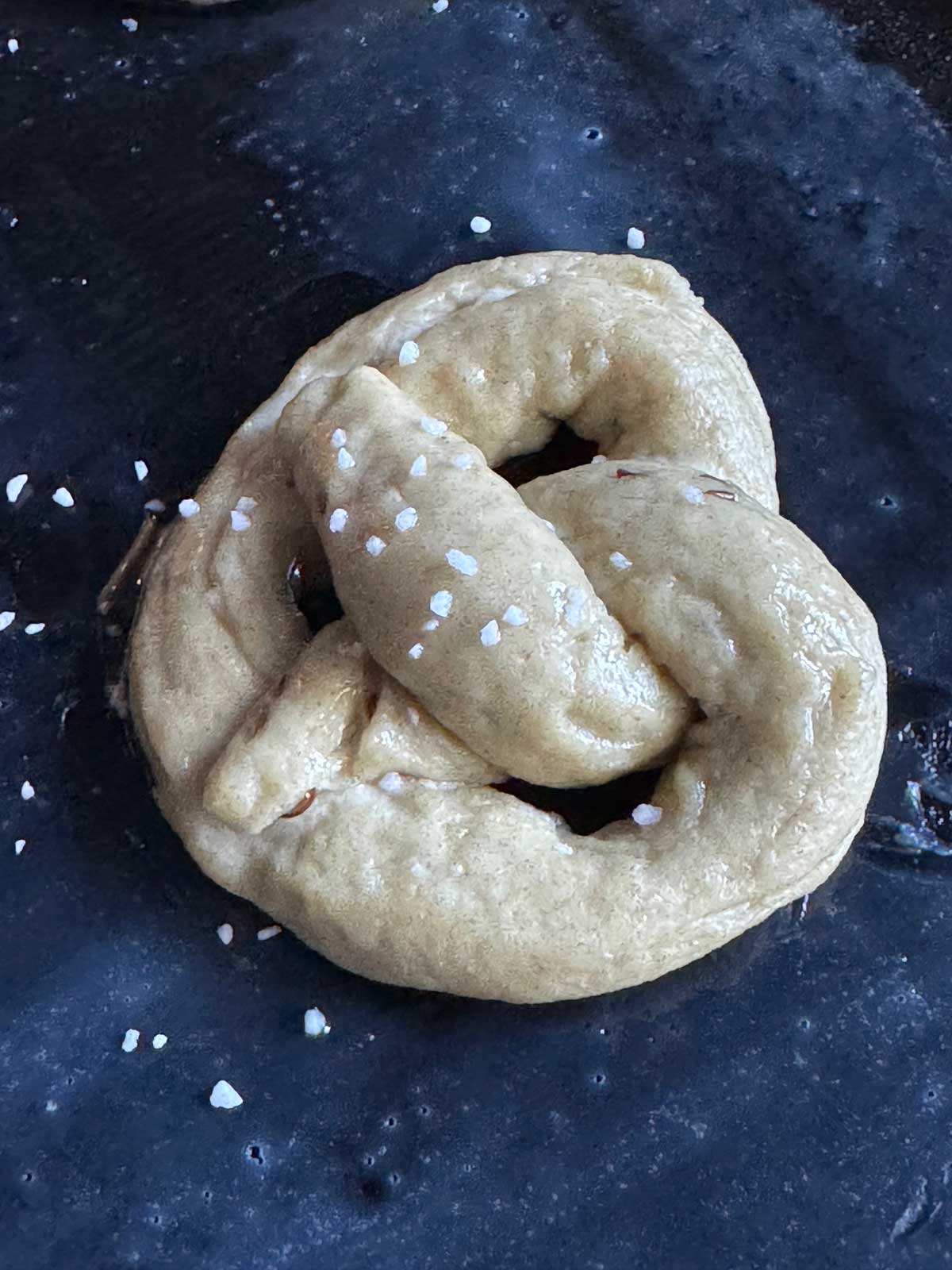 Honey Rye Pretzel dough shaped and ready to bake.