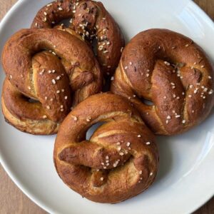 Honey Rye Pretzels on a plate