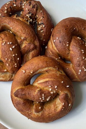 Honey Rye Pretzels on a plate