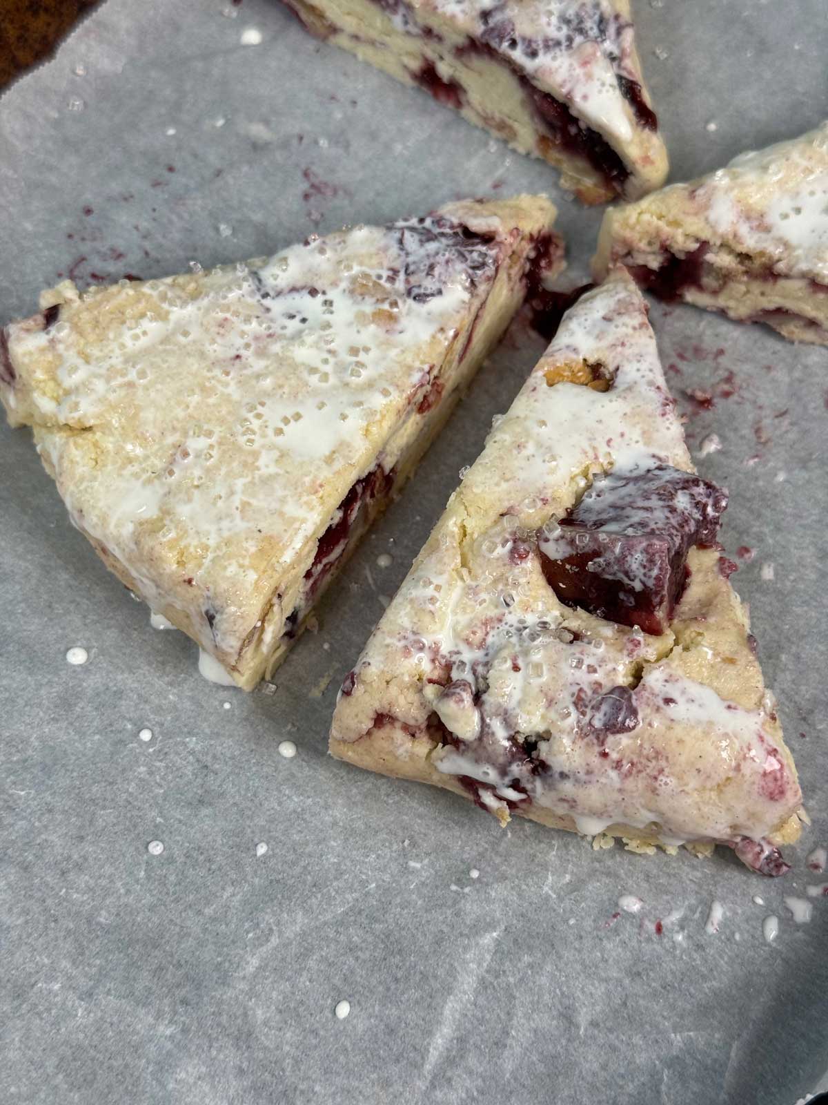 Frozen Fruit Pie Scones dough cut into triangles