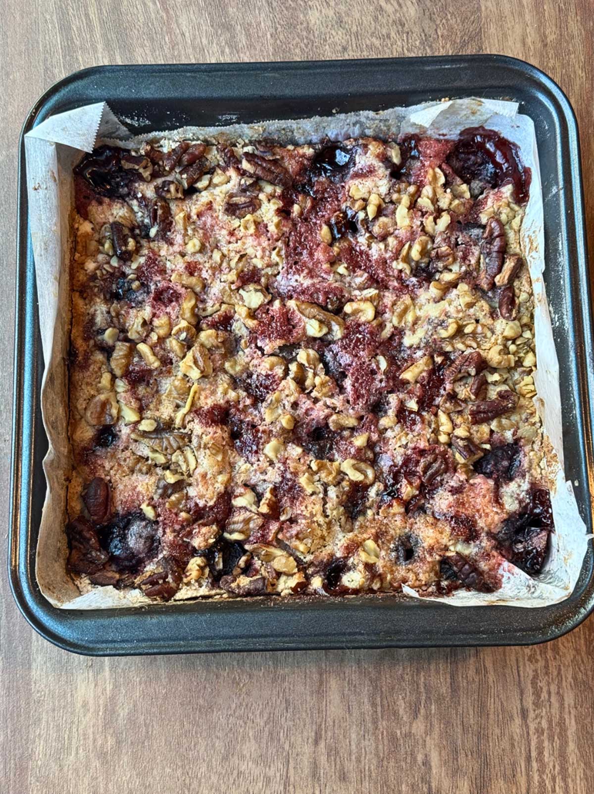 Cha-Cha-Cha Cherry Cake, a type of cherry dump cake with gelatin to help it slice neatly.