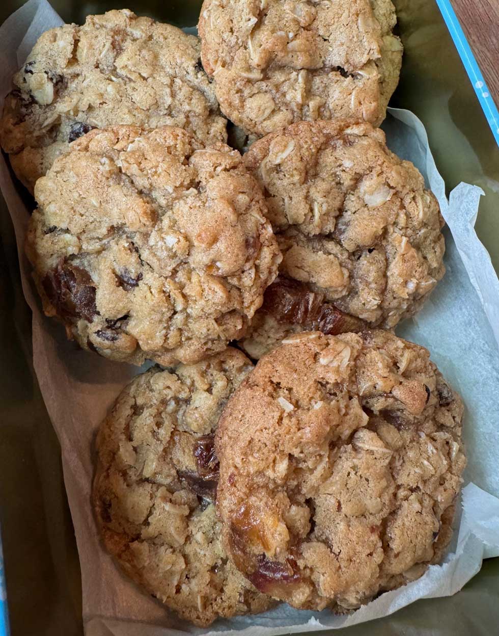 Thick and chewy oatmeal cookies made with a mix layered in a mason jar.