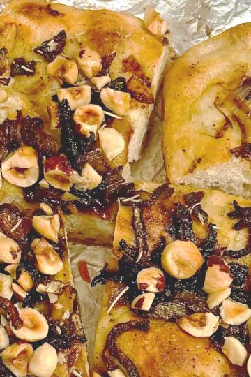 Hazelnut Caramelized Onion Focaccia recipe