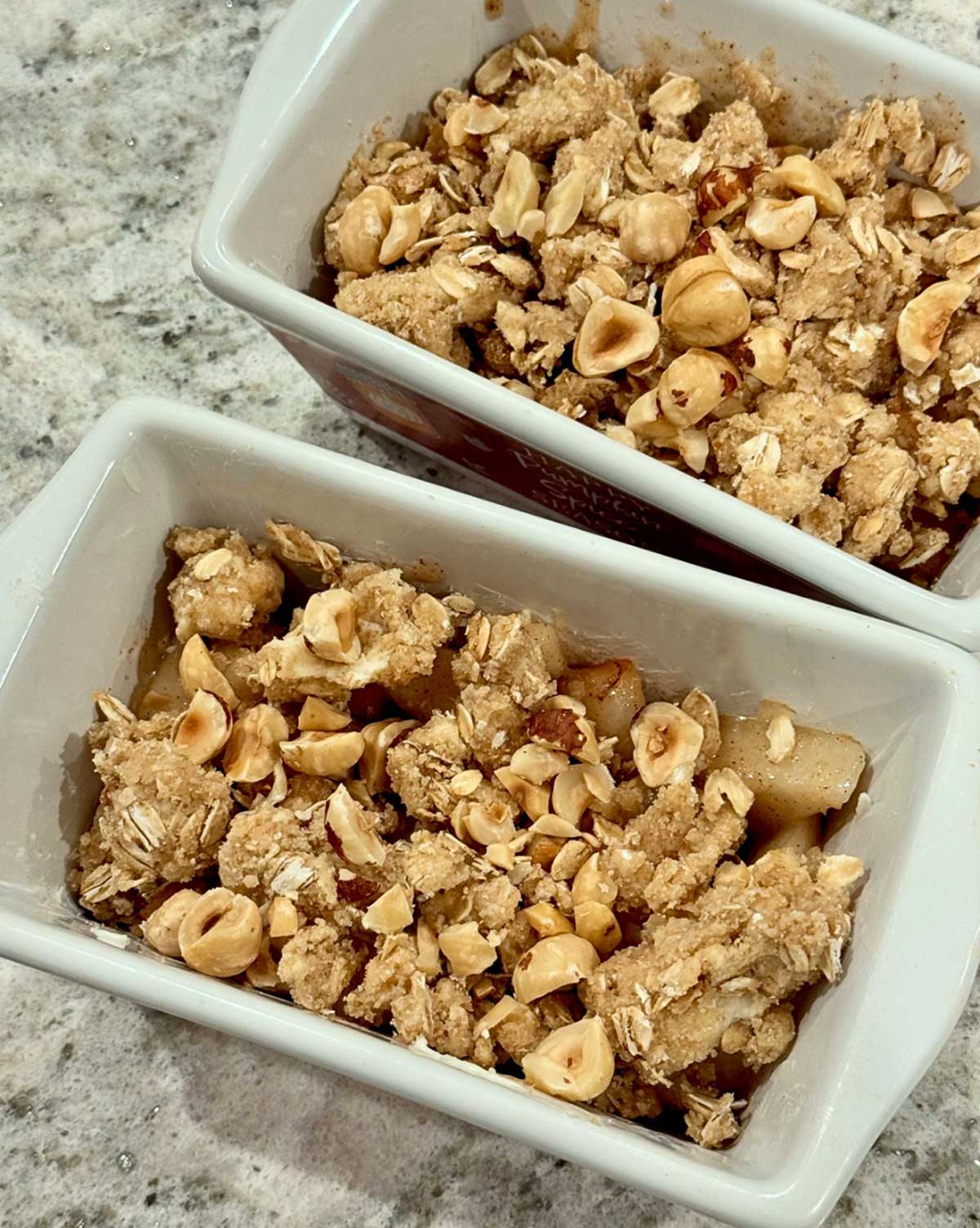 Small Batch Pear Crisps assembled in mini loaf pans.