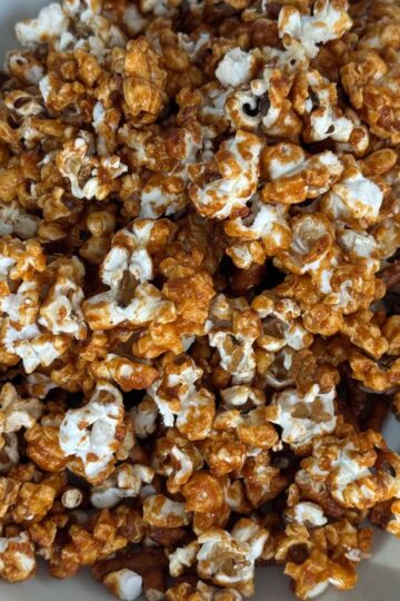 Buffalo Wing Popcorn recipe adapted from Bon Appetit