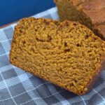A slice of basic vegan pumpkin bread to go with a recipe.