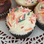 Cupcakes made with cake mix and scratch frosting.
