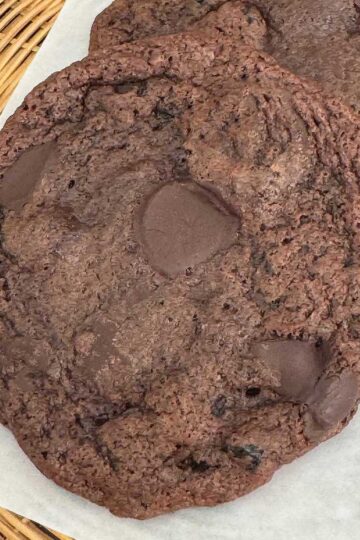 Sourdough Double Chocolate Cherry Cookies made with sourdough discard.