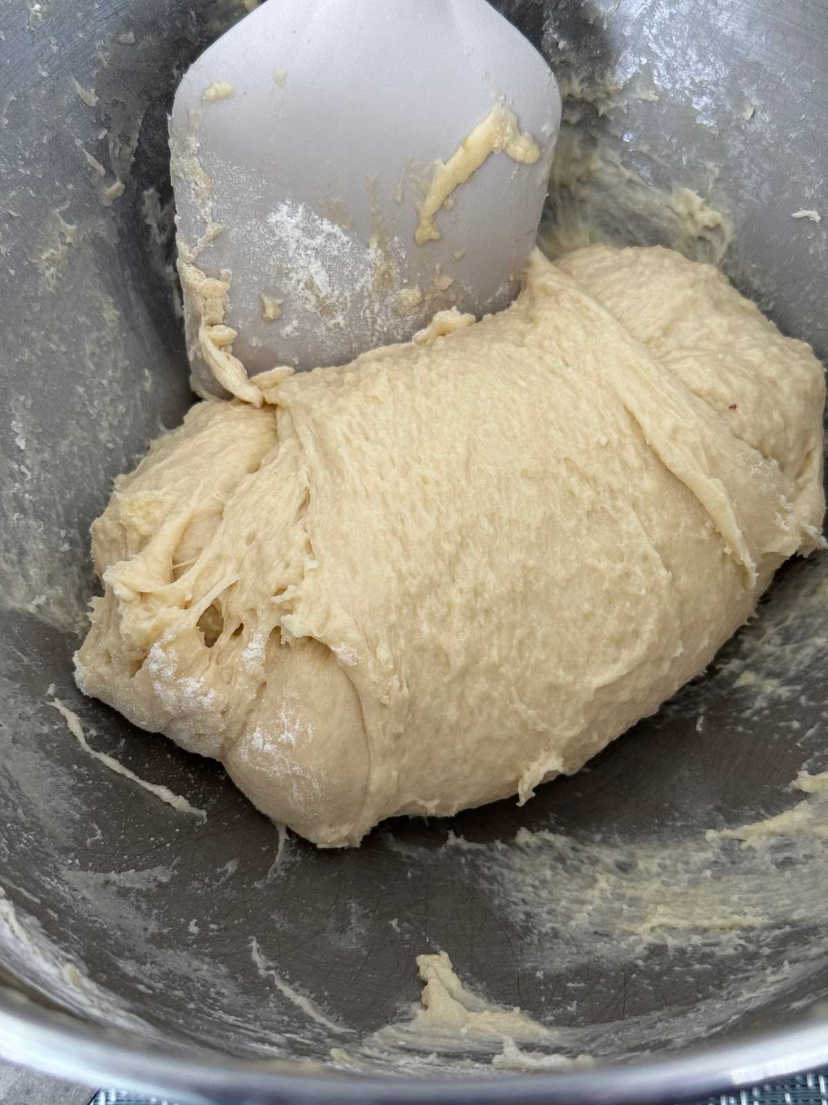 Soft bagel dough with cottage cheese .