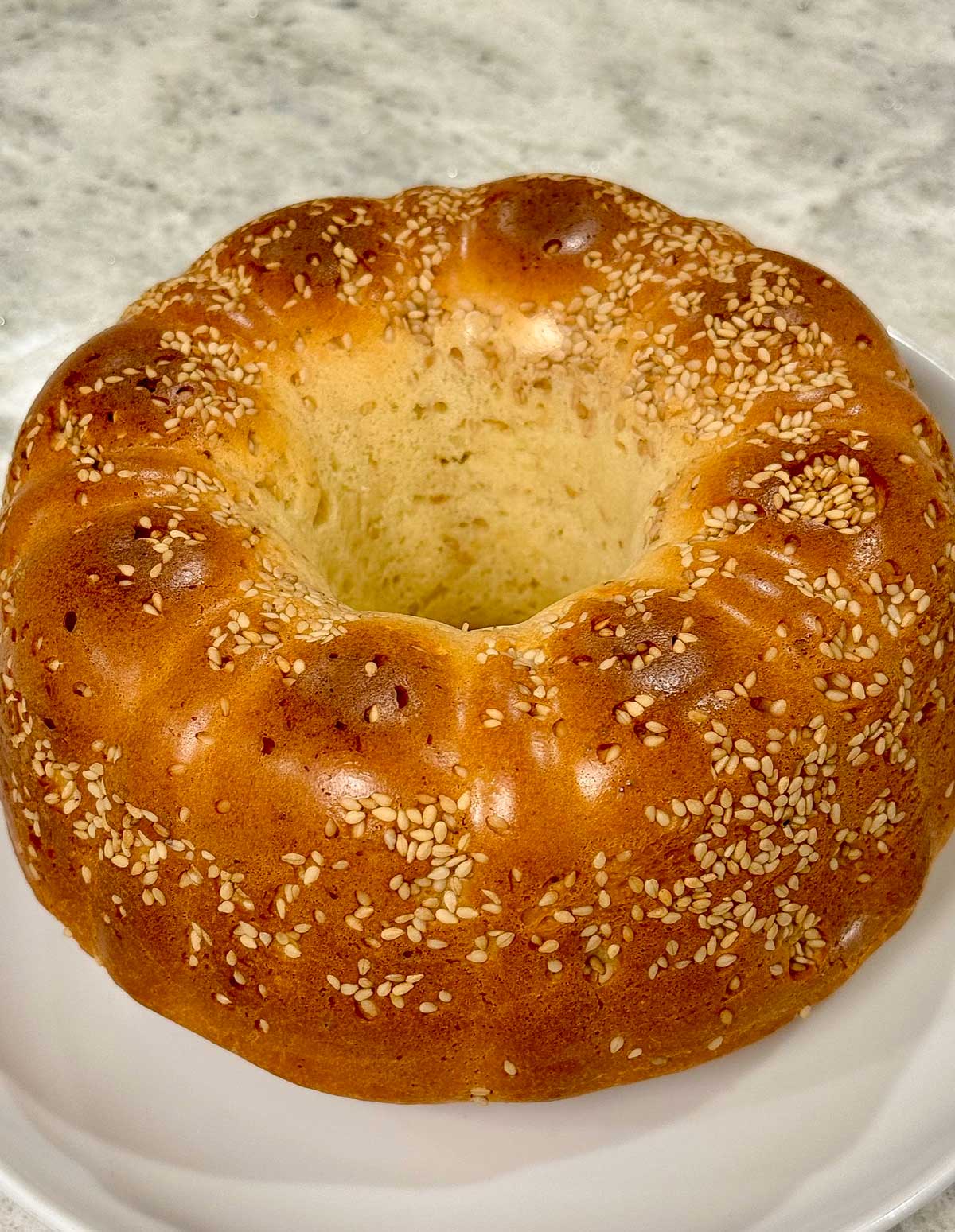 Butter Batter Bread turned out of a silicone pan.