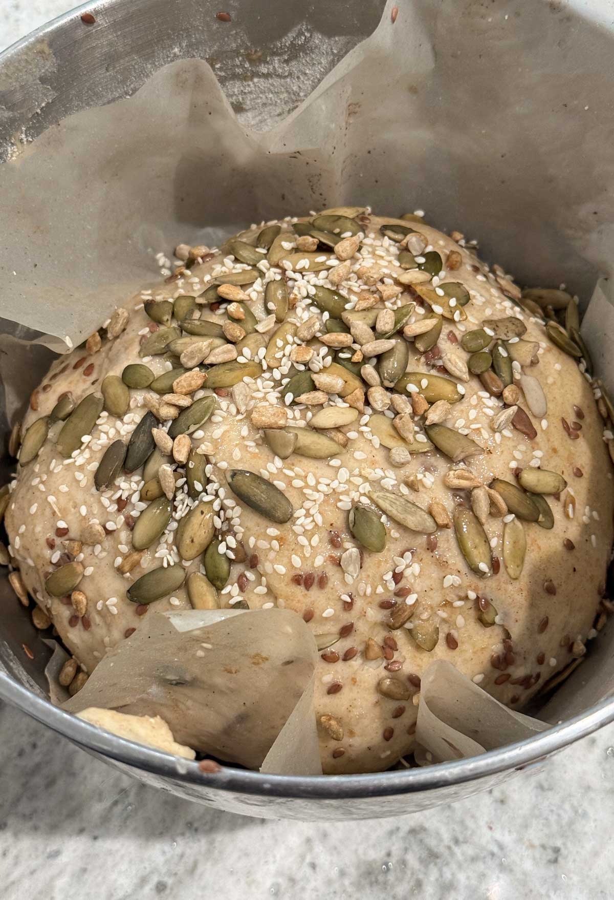 Dakota Bread rising in a bowl.