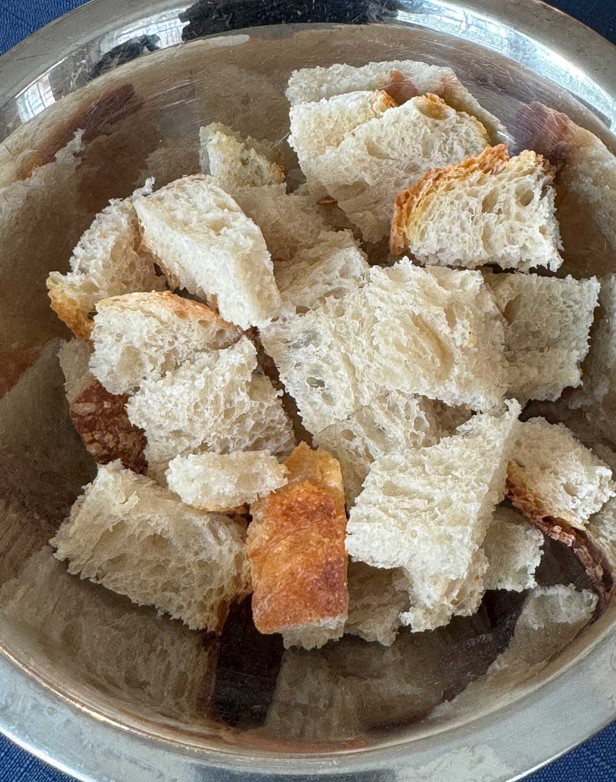 Toasted sourdough bread cubes.