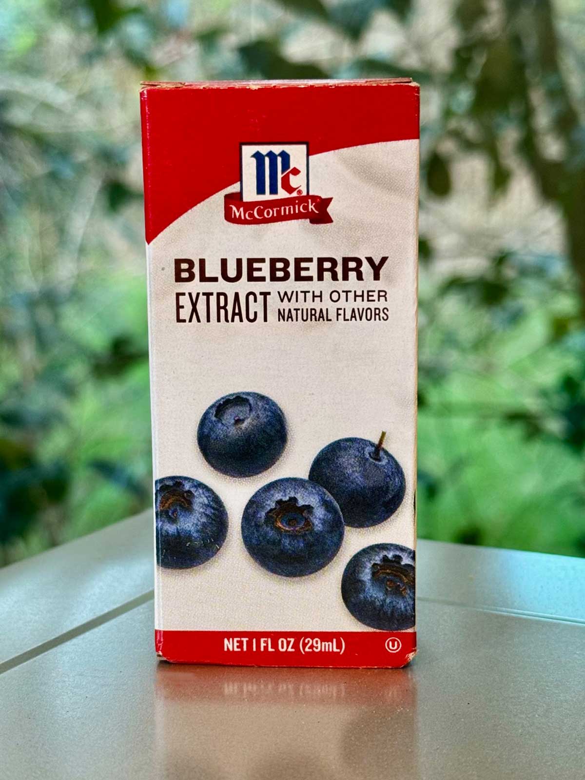 A box of McCormick blueberry extract to be used in the Souplantation copycat muffin recipe