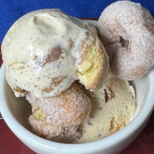 Soft and creamy scoopable cinnamon flavored ice cream.