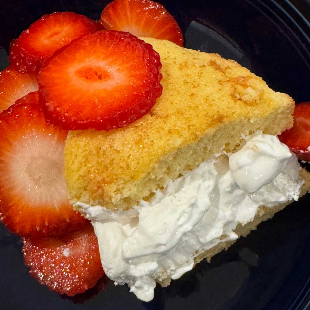 Passover Sponge Cake recipe with strawberries and cream.