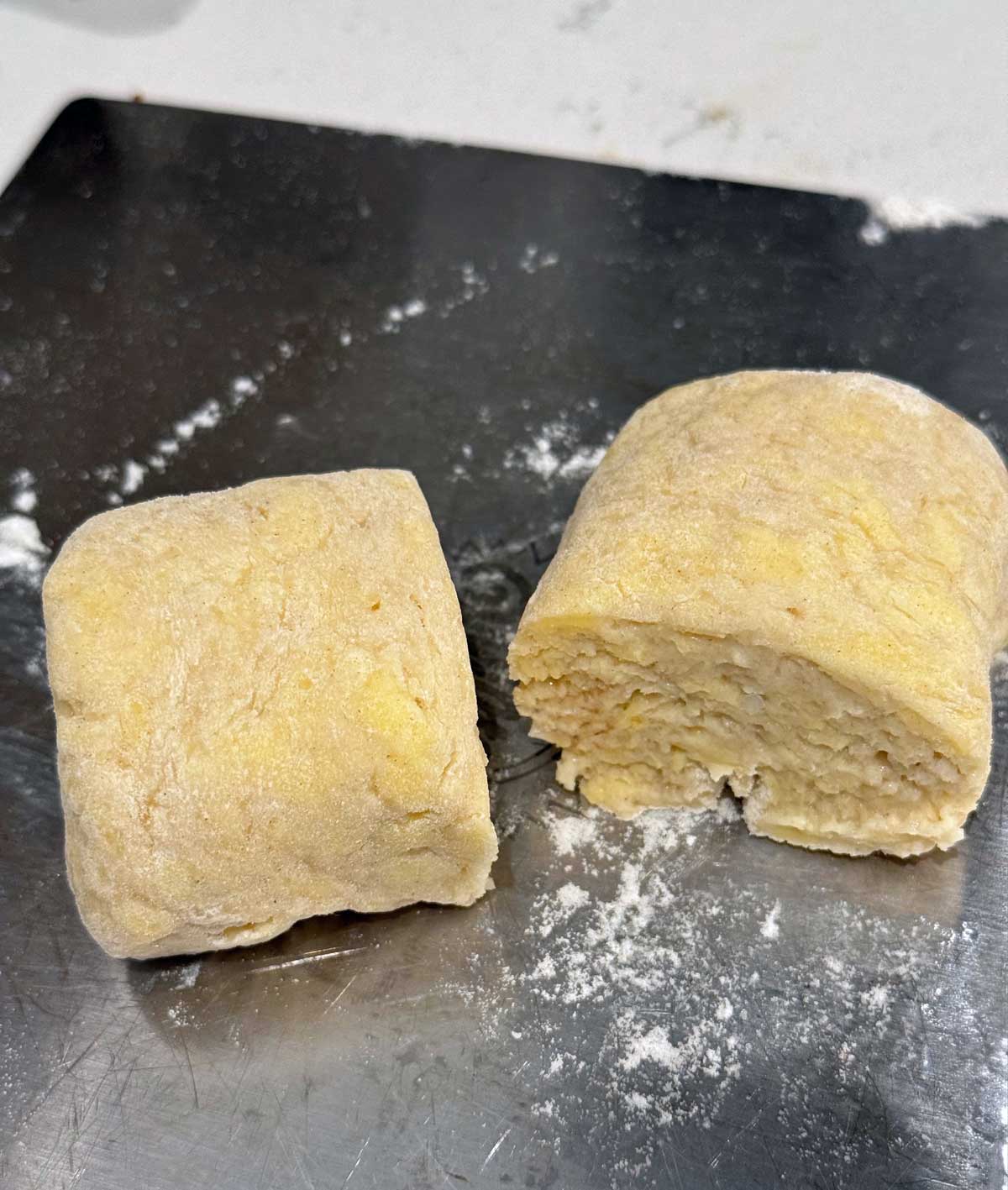 Cut biscuit dough