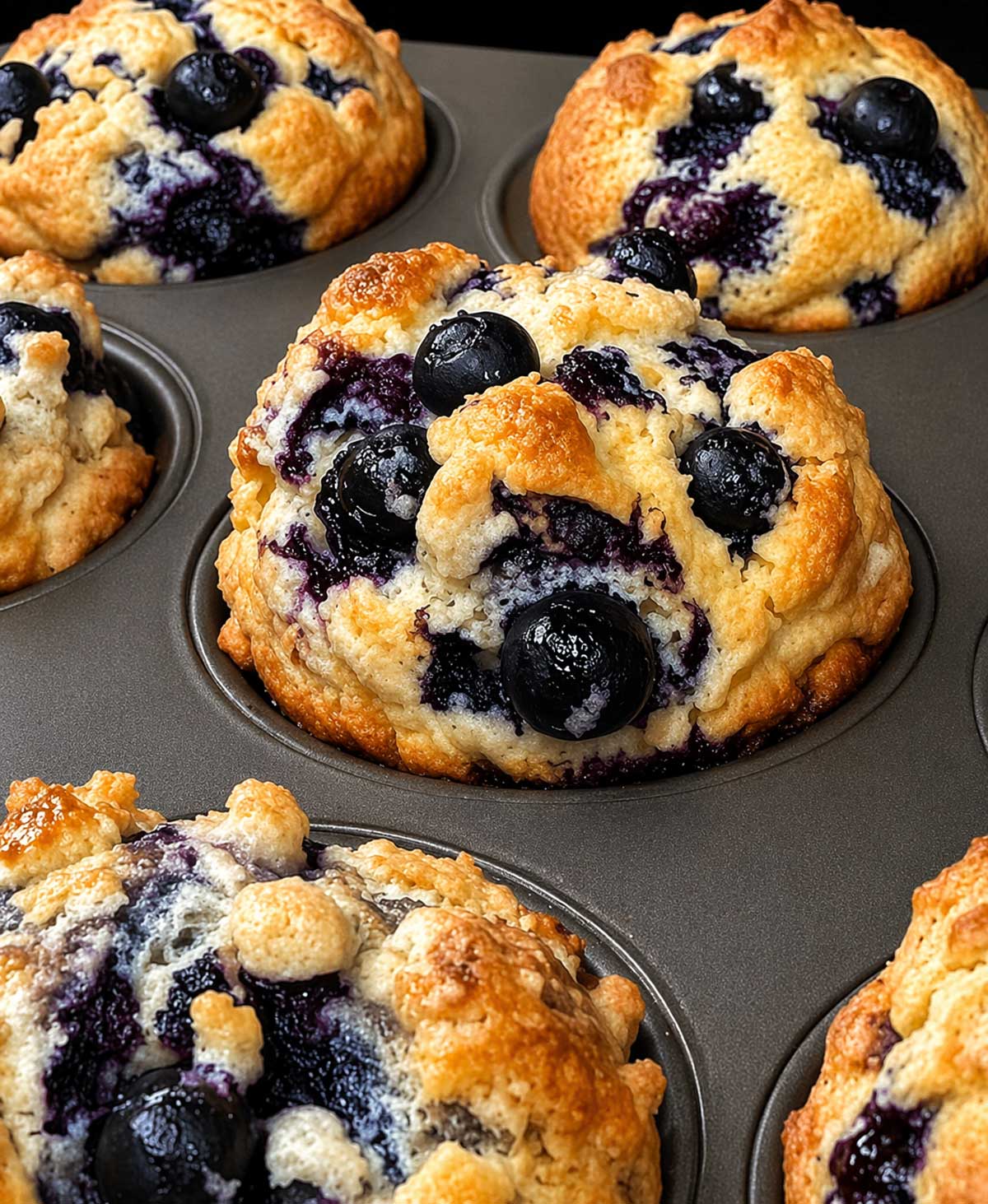 Extremely moist Blueberry Muffins made with Creme Fraiche or Sour Cream