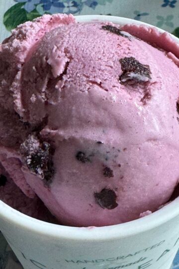 Blueberry Cheesecake Ice Cream recipe with buttermilk, cream, milk and sugar or allulose.