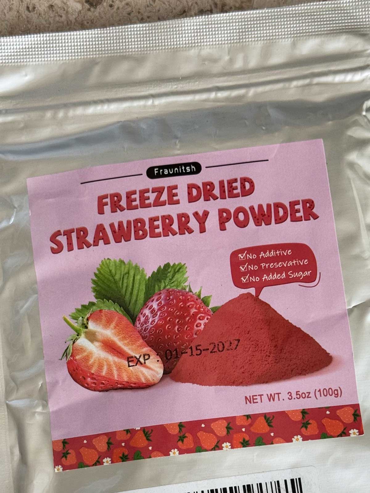 Freeze Dried Strawberry Powder in no-churn ice cream with condensed milk