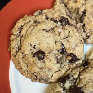 Chocolate chip cookies called Neiman Marcus Cookies made with ground oats and grated milk chocolate.