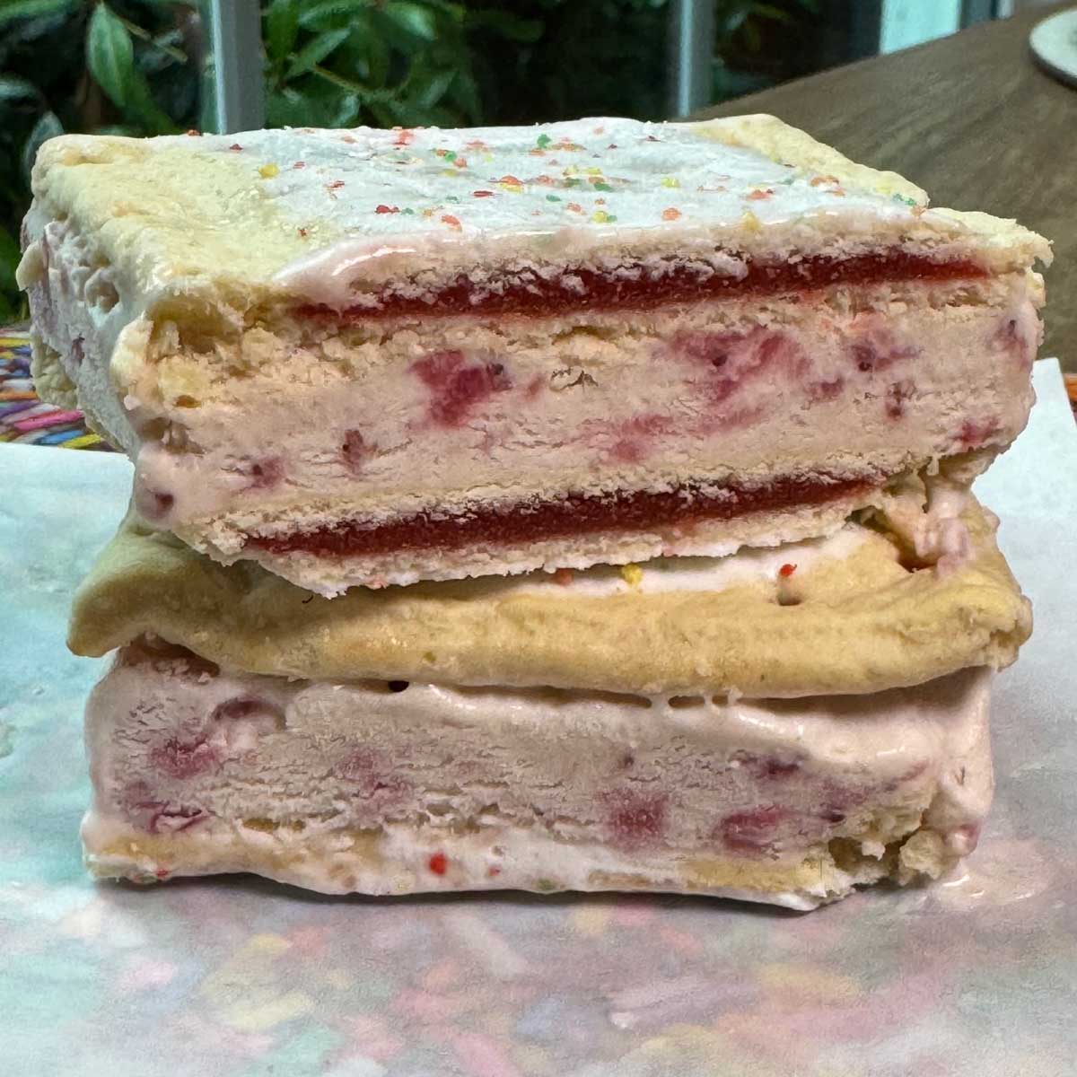 No Churn Strawberry Ice Cream Sandwiches with Pop Tarts