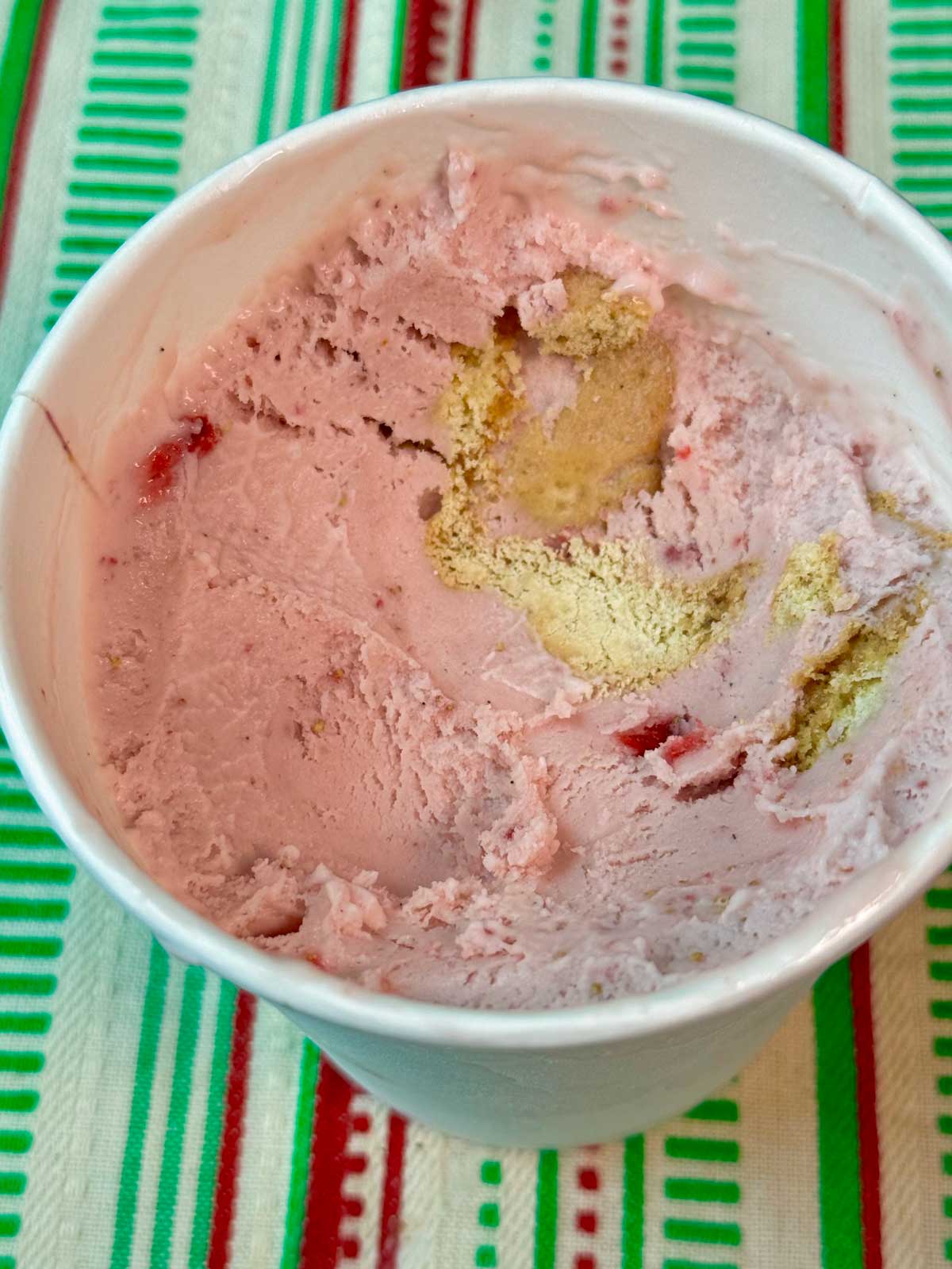 Smooth and creamy homemade strawberry ice cream recipe base in the blender.