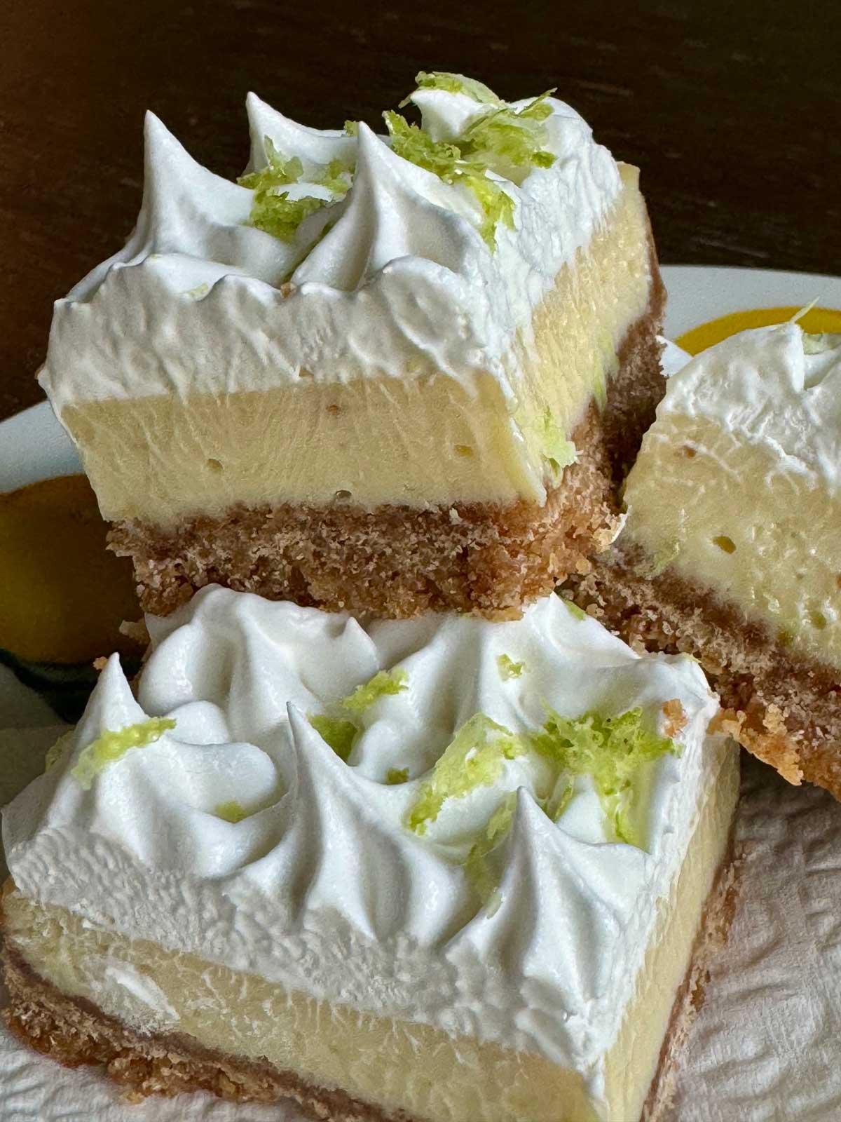Key Lime Pie Bars recipe with condensed milk and no cream cheese.